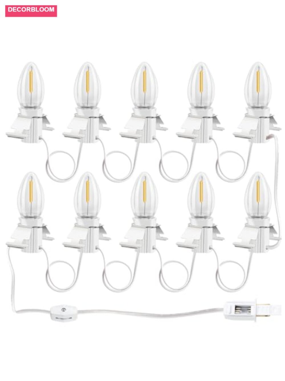 C7 LED Christmas Village String Lights 10 Bulbs Clips 18ft Cord Indoor